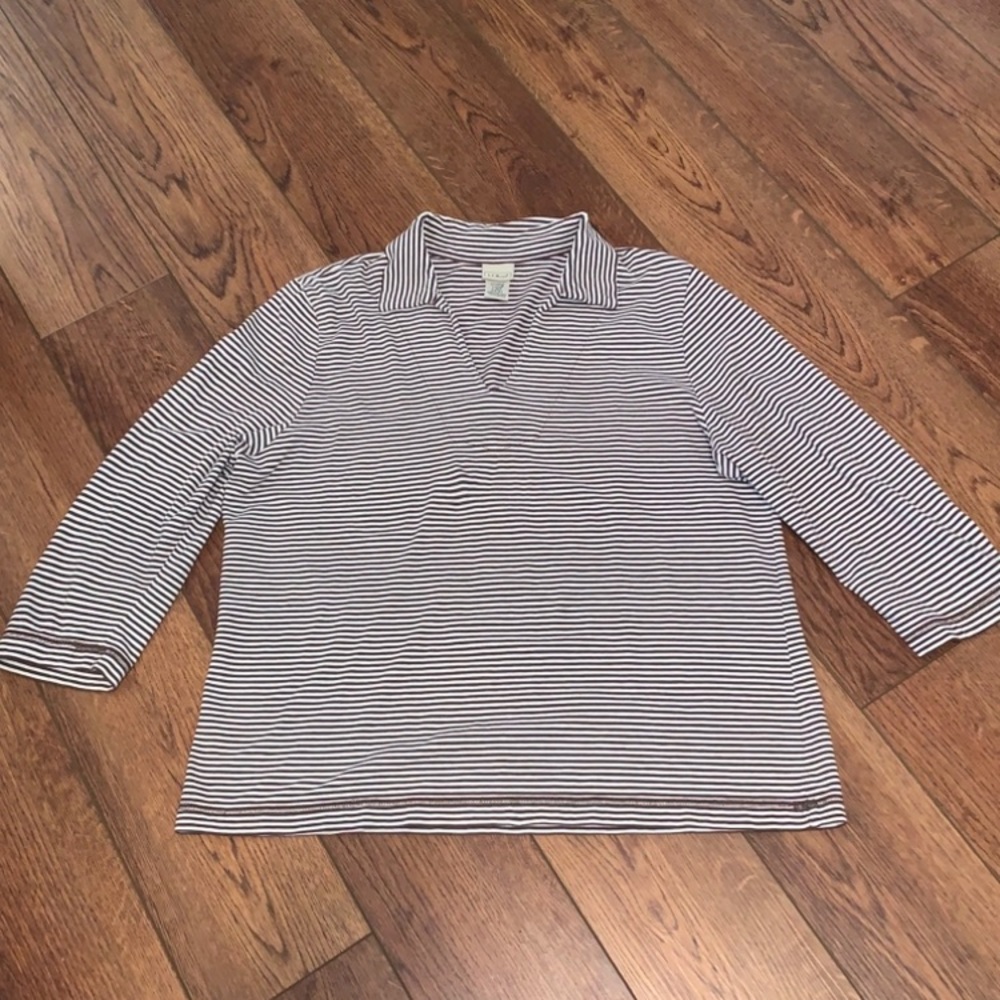 LL Bean: Women’s 3/4 Sleeve Striped Top: Size Large- Petite
